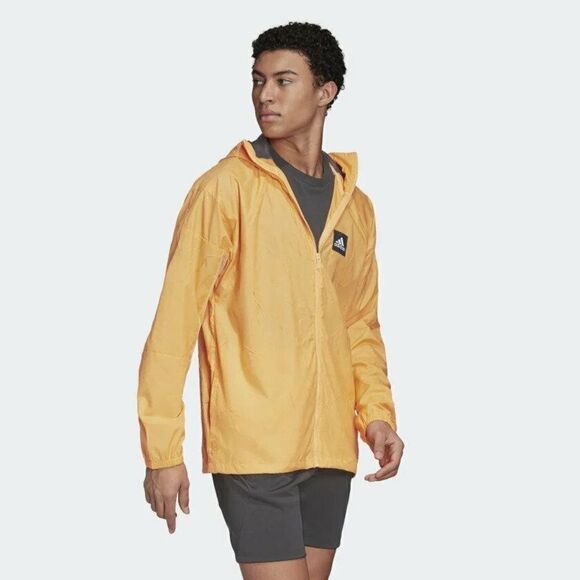 ADIDAS FR8288 MENS Sz Large Yellow Gold PRIMEBLUE WINDBREAKER JACKET HOODED - Picture 6 of 8